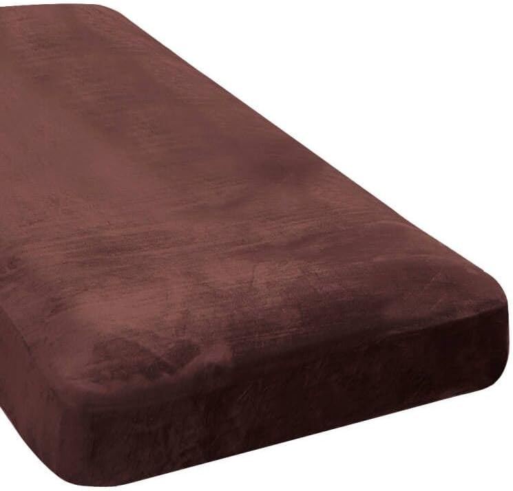 H.VERSAILTEX Velvet Stretch Individual Chaise Cover Sectional Couch Covers for L Shaped Sofa Both Left/Right Furniture Protector Seat Cushion Sofa Cover (1 Piece Chaise Cover, Brown) by HVERSAILTEX