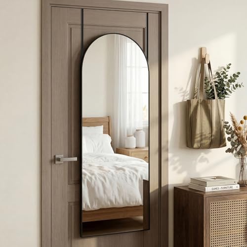 58"x20" Arched Over-the-Door Full Length Mirror, Black - Image 2
