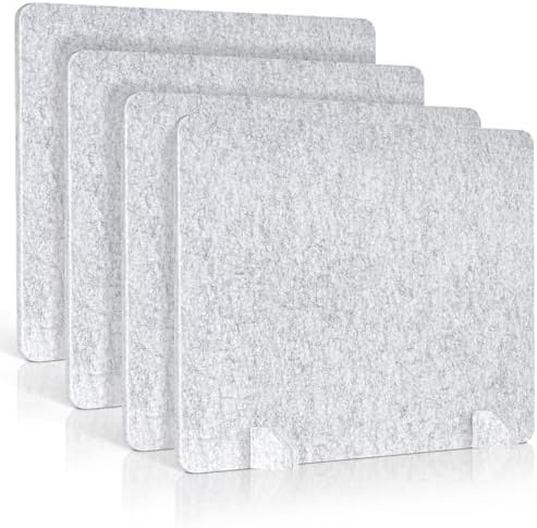 4 Pack Acoustic Desk Dividers, 24" x 20" (Silver Gray) by AMUSIGHT