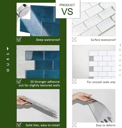 STICKGOO 10-Sheet Subway Tile Peel and Stick Backsplash, Self Adhesive Vinyl Wall Tiles, Stick on Backsplash for Kitchen and Bathroom(Thicker Design) - Image 5