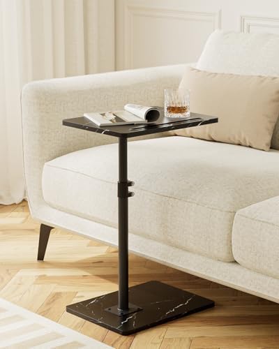 Masupu Sofa Arm Tray Table - 360° Swivel Height Adjustable End Table, Small Snack Side Table for Couch, C Shaped Table for Bed, Chair or TV Tray Table(Marble Black) - Image 6