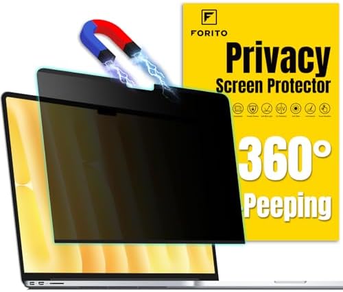 F FORITO Magnetic Privacy Screen Protector Compatible with MacBook Air 13 inch (2018, 2019, 2020, 2021, M1), Removable 360° Anti Peeping Anti Blue Light Laptop Privacy Shield by FFORITO