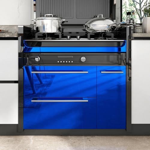 WESTICK Blue Mirror Stickers for Walls Self Adhesive Mirror Wallpaper Peel and Stick Wall Sticker Mirrored Contact Paper for Appliance Countertops Refrigerators Kitchen Cabinets 24"x118" - Image 4