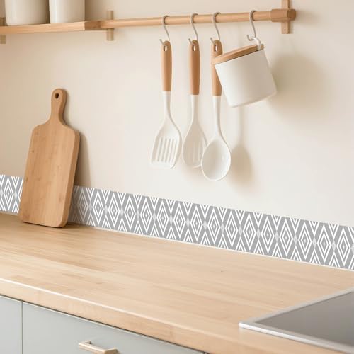 IVN Wallpaper Border Peel and Stick Wall Gray Geometric 4x196 Inch - Image 2