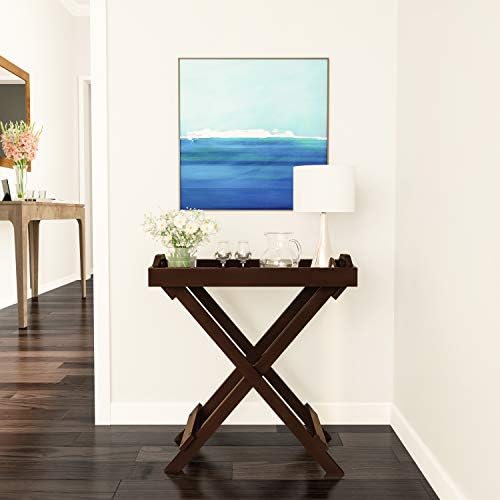 Lavish Home End Folding Modern Minimalist Wooden Contemporary Side Table, Multifunctional, Portable, Stylish Serving, Snack or Lap Tray, Suitable for Indoor and Outdoor Use - BROWN - Image 4