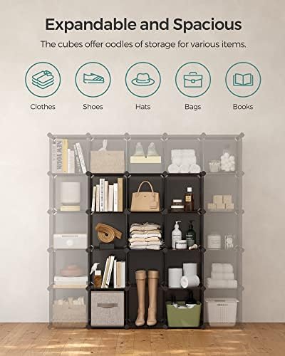 SONGMICS 16 Cube Storage Organizer，Plastic stackable cube shelf - Image 7