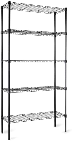 Amazon Basics 5-Shelf Adjustable Heavy Duty Steel Wire Storage Shelves for Garage, Kitchen, Easy Assembly, 36" x 14" x 72", Black by AmazonBasics