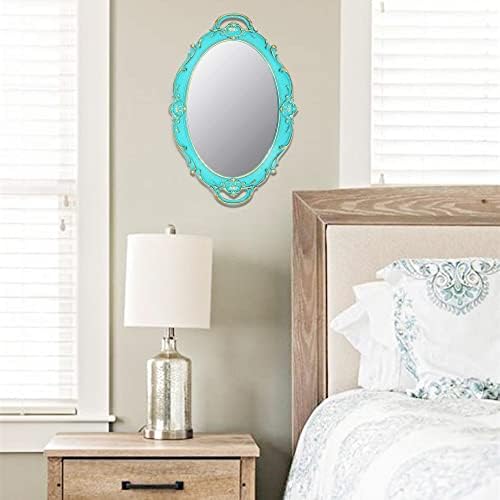 YCHMIR Vintage Small Mirror 14.5 x 10 Inch Oval Blue Wall Mirror - Image 3