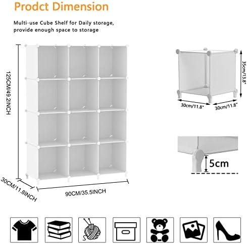 AWTATOS 12 Cube Storage Organizer, Closet Organizer Storage Shelves, White - Image 3