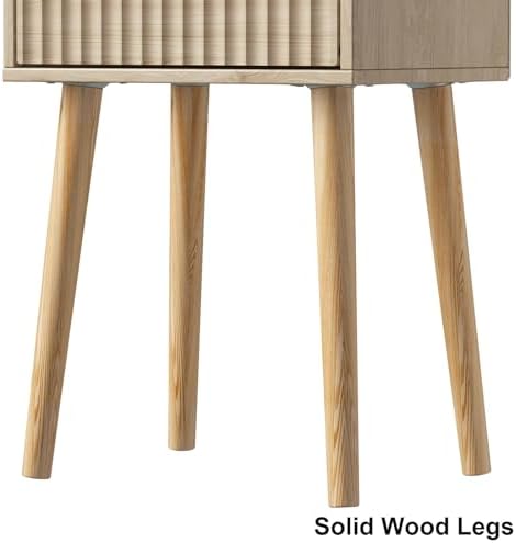 LAATOOREE Nightstands Set of 2, Small Bed Side Table with Fluted Door - Image 7
