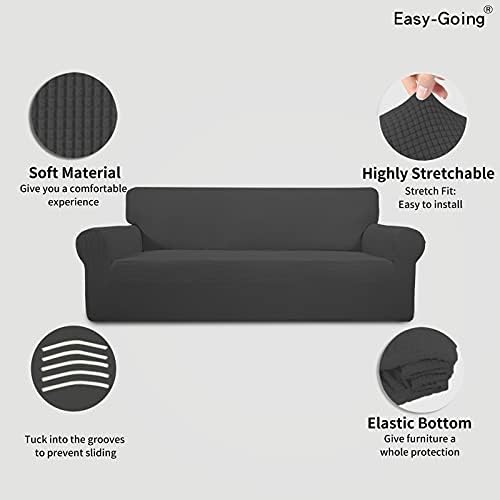 Easy-Going Stretch Couch Covers for Sofa Washable Large Dark Gray - Image 3