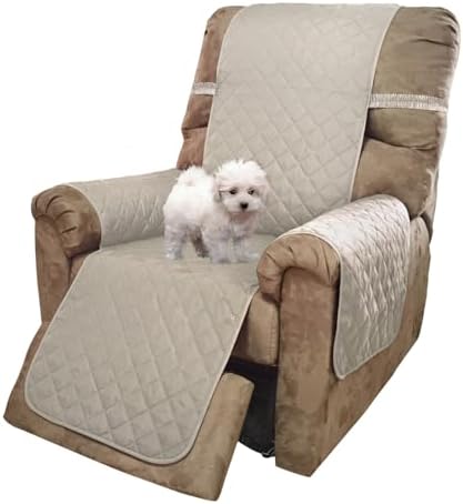 U-NICE HOME Reversible Recliner Chair Covers, Beige/Beige by U-NICEHOME