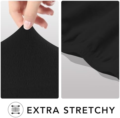 PureFit Super Stretch Sofa Slipcover – Spandex Non Slip Soft Couch Sofa Cover, Washable Furniture Protector with Non Skid Foam and Elastic Bottom for Kids, Pets (Oversized Loveseat, Black) - Image 3