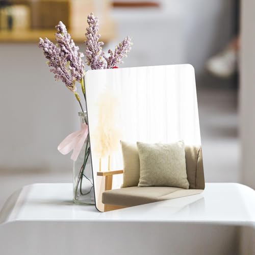 yuntop 2 Pack Self Adhesive Acrylic Mirror, 2MM Flexible Plastic Mirror, Shatterproof PS Frameless Wall Mirror for Bathroom Vanity and Entryway (8 x 8 inch) - Image 2