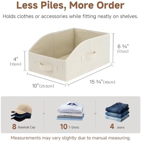 StorageWorks Closet Storage Bins, Beige(Cotton-linen), Medium, 3-Pack - Image 6