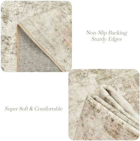 Soalmost 10x14 Area Rugs for Living Room Washable Rug Abstract Beige/Gray - Image 6