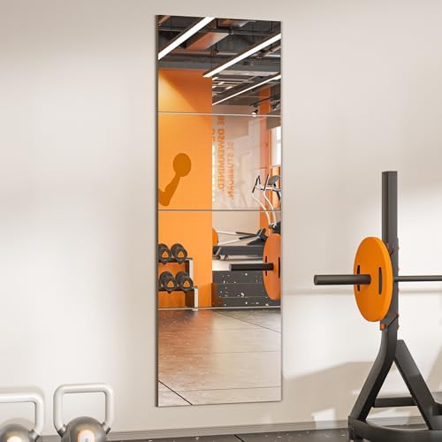 TRAHOME Wall Mirror Tiles, 16"x12"x4PCS Full Length Home Gym Mirror by TRAHOME