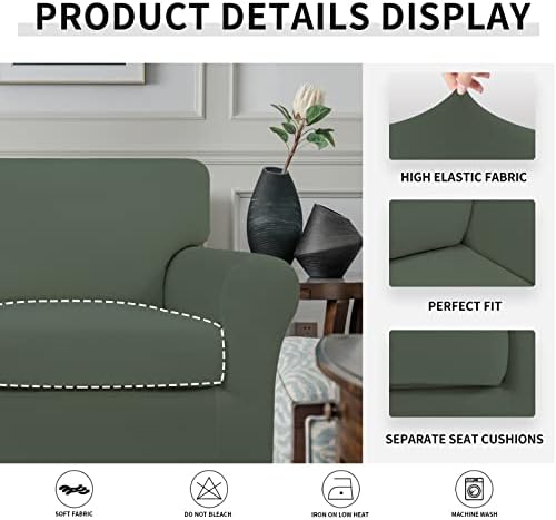 Easy-Going 2 Pieces Stretch Sofa Slipcover for Armchair Washable - Image 4