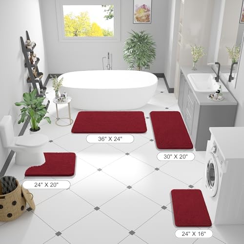 OLANLY Bathroom Runner Rugs 47x17, Extra Soft Absorbent Chenille Bath Rugs - Image 2