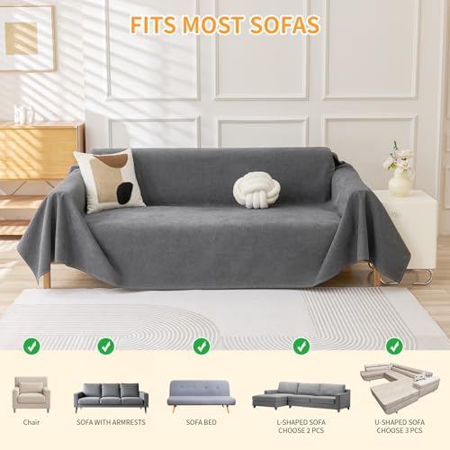 Deep Dream Cat-Scratch Resistant Armchair Couch Cover, Waterproof Sofa Cover for Dogs, Pet Friendly Couch Protectors Anti Slip Thickened Slipcovers for Dogs Pets, 71" x 91", Dark Grey - Image 6