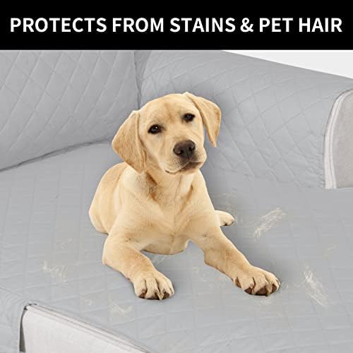 Easy-Going Reversible Chaise Lounge Couch Cover Water Resistant Sofa Cover Sectional L Shaped Sofa Slipcover with Adjustable Straps Furniture Protector for Dogs (115X34 in, Light Gray/Light Gray) - Image 4