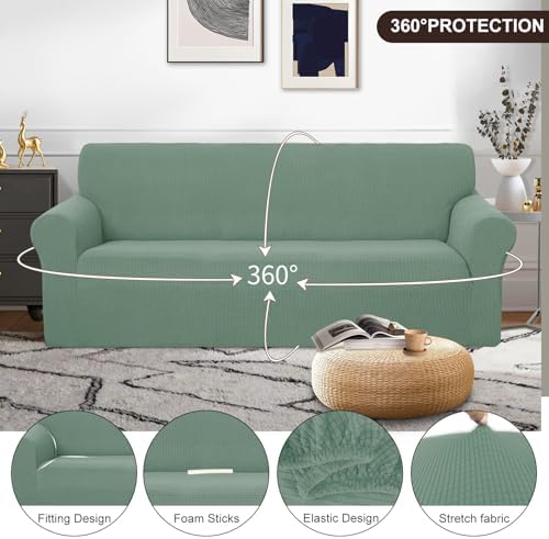 U-NICE HOME Oversized Stretch Couch Cover Slipcover, Cyan - Image 3