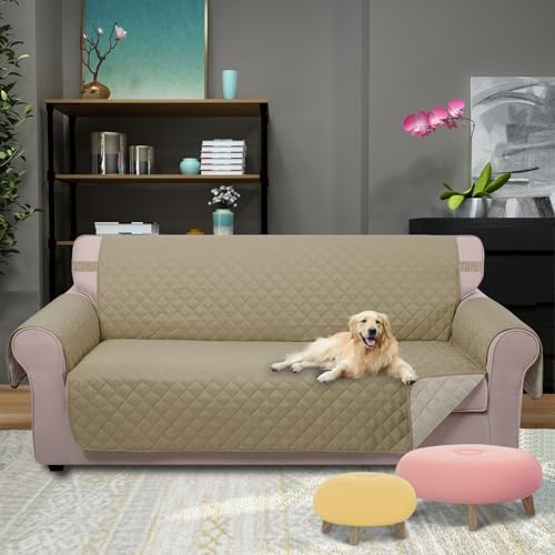 U-NICE HOME Reversible Sofa Cover Couch Cover for Dogs, Light Camel/Beige - Image 2