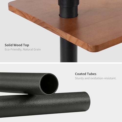 Rolling Side Table with Wheel for Living Room, Adjustable Height Swivel End Table for Different Seating Types, Ideal for Couch, Sofa, Recliner and Living Room, Natual Solid Wood - Image 6