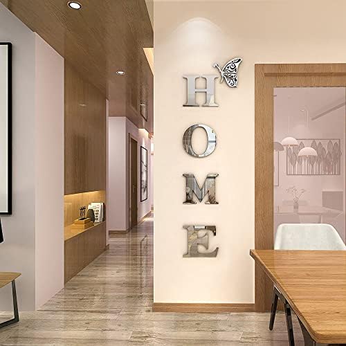 Home Wall Decor Letter Signs Acrylic Mirror Wall Stickers Decorations for Living Room Bedroom Home Decor Wall Decals (Silver, 47.2 X 15.3IN) - Image 4
