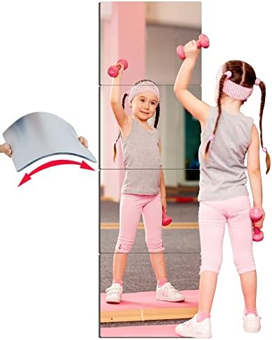 Unbreakable Acrylic Full Length Mirror for Wall Mounted, Full Body Mirror for Kids, Flexible Plastic Safe Shatterproof, 4 PCS 14 x 12 Inches, Workout Mirrors Tiles for Home Gym, Bedroom Over The Door by Unknown