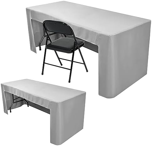Nasitos 2 Pack Silver Fitted Tablecloth for 4 Foot Tables-Open Back Folding Table Cover Washable and Wrinkle Resistant Table Cloth for Parties, Wedding, Banquet, Jewelry Shows, Craft Fair, Cocktails by Nasitoshomedecor