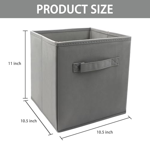 EBIGIC storage bins collapsible storage bins，cube storage organizer （Pack of 3） 10.5*10.5*11inch，For home and office Collapsible Closet Shelf Organizers, Drawer Organizers(Grey) - Image 2