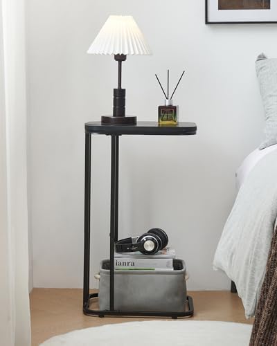 KJGKK C Shaped End Table Set of 2, Small Side Table for Sofa and Bed, Couch Tables That Slide Under, Tall Tv Tray Table for Living Room, Bedroom, Ebony Black - Image 5