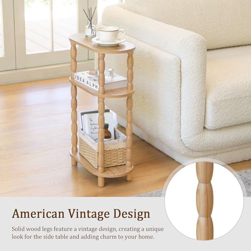 MaxSmeo Narrow Side Table, Small End Table with 3-Tier Open Shelf - Image 4