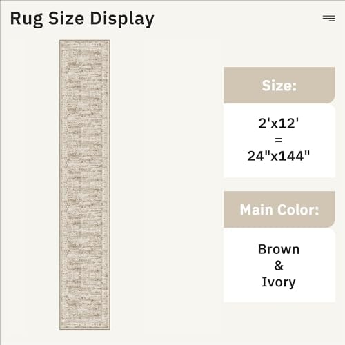 Soalmost Runner Rug 2x12 Washable Non-Slip Hallway Kitchen Runners Brown - Image 5