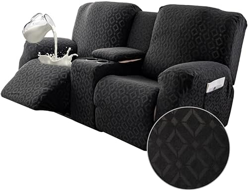 Genina Waterproof Recliner Loveseat Cover,2 Seat with Console,Black by Genina