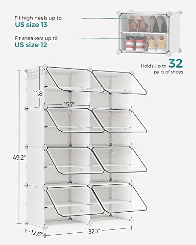 SONGMICS Shoe Rack, 8-Tier with Doors, 32-Pair Storage Cabinet - Image 3
