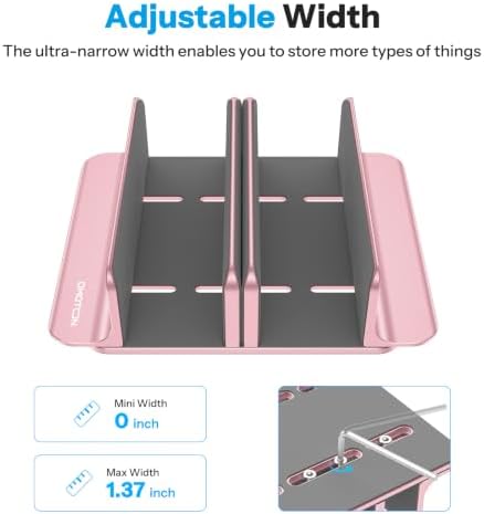 OMOTON 3-Slot Multiple Vertical Laptop Stand, Fits MacBook, Rosegold - Image 2