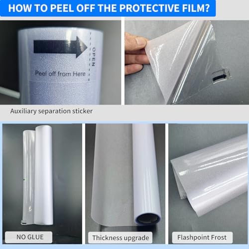 Window Privacy, Removable Glass Door Privacy Film, Suitable for Bathrooms, Offices, Static Cling Decorative Film, Reusable Window Stickers (Flash Pure, 35.4 x 157.4 inch) - Image 3