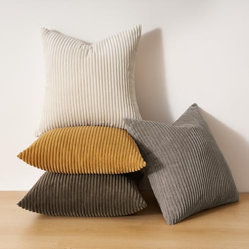 Topfinel Decorative Brown Throw Pillow Covers Cushion Cases, Set of 4 Soft Velvet Modern Double-Sided Designs, Rustic Fall Home Decor, Pillow Inserts Not Included 24x24 inch - Image 3