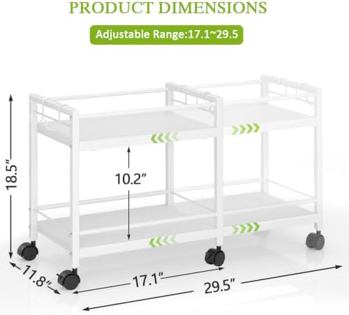 1 Pack 2-Tier Expandable Pantry Floor Organizer Cart, Rolling Pantry Storage Cart with Wheel, Adjustable Can Organizer for Kitchen Pantry, Pantry Shelves and Storage Rack for Snacks, Vegetables, White - Image 2