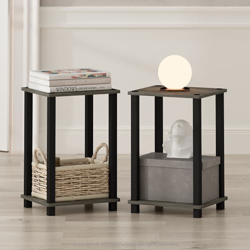 Furinno Simplistic Set of 2 Toolless 2-Tier Night Stand, French Oak by Furinno-FitsYourSpaceFitsYourBudget