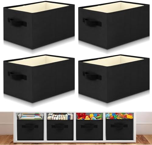 Yinder 4 Pcs Cube Storage Bin Black 14''x10''x8'' Storage Cubes by Yinder