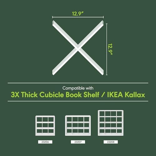 Furinno Cubicle X-Shelf Cube Insert, 3-Shelf Cube Organizer, White - Image 5