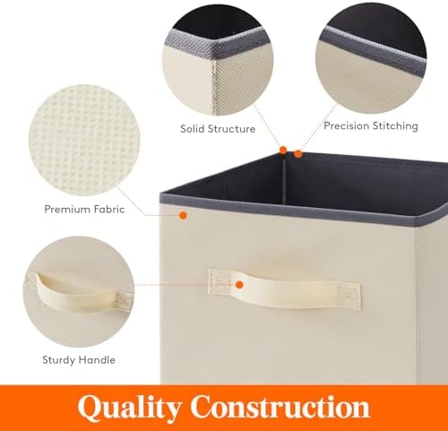 Lifewit Storage Cubes, 11 Inch Organizer Bins, 18L Beige, 12 Packs - Image 3