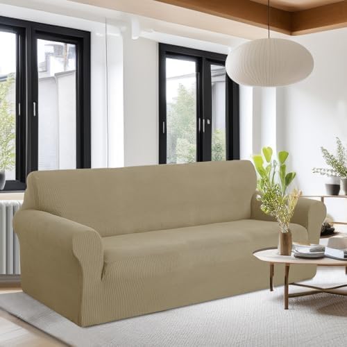 U-NICE HOME Oversized Stretch Couch Cover Slipcover, Sand - Image 2
