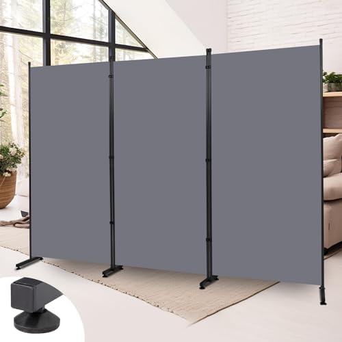 Room Divider 3 Panel Folding Privacy Screen, Round Pad Design Wall Divider by HOMSCREENER
