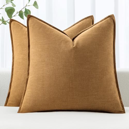 MIULEE Decorative Linen Pillow Covers 18x18 Inch Hazel by MIULEE