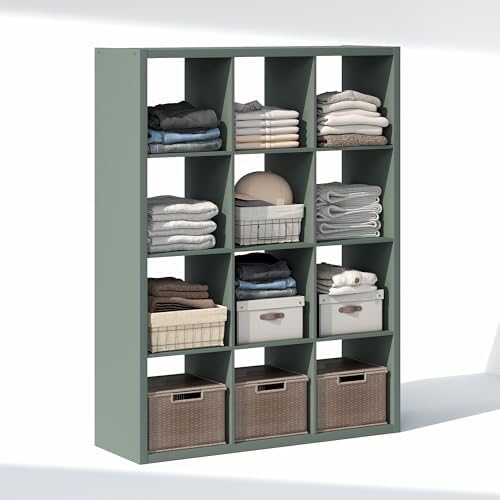 Furinno Cubic Extra Thick 12-Cube Closet Organizers and Storage, Sage Green - Image 5