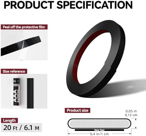 0.39in x 20Ft Peel and Stick Wall Molding Trim Matte Black - Image 5